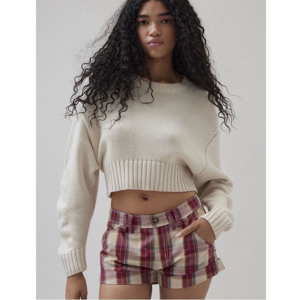 Urban Outfitters Aiden Pullover Sweater Ivory White Cropped Knit Top Size XS NWT - Picture 4 of 8